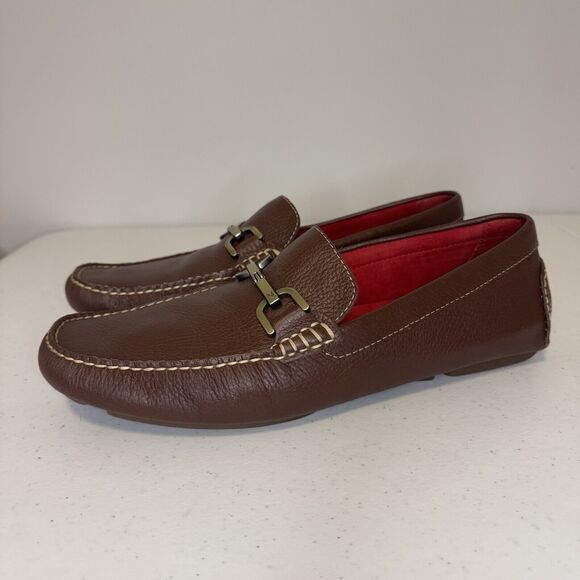 Donald Pliner Mens 10M Brown Leather Viro Driving Moccasinsr Loafers Inner Suede main image 14